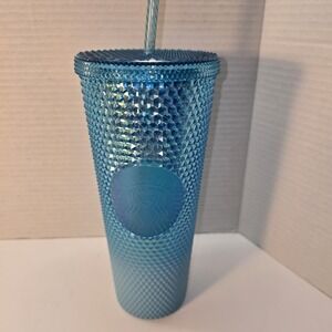 Starbucks‎ Glacier Blue  Ombre Gradient Studded Tumbler 24oz Venti Bling Cup NEW